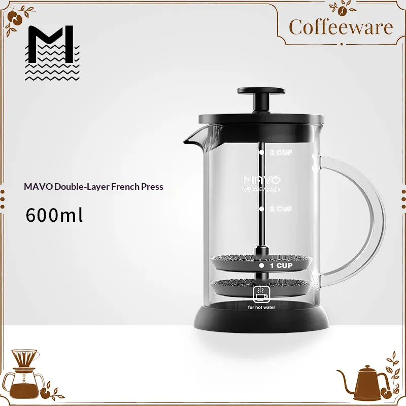 French Press Coffee Maker - Cafetera francesa MAVO con filtro de