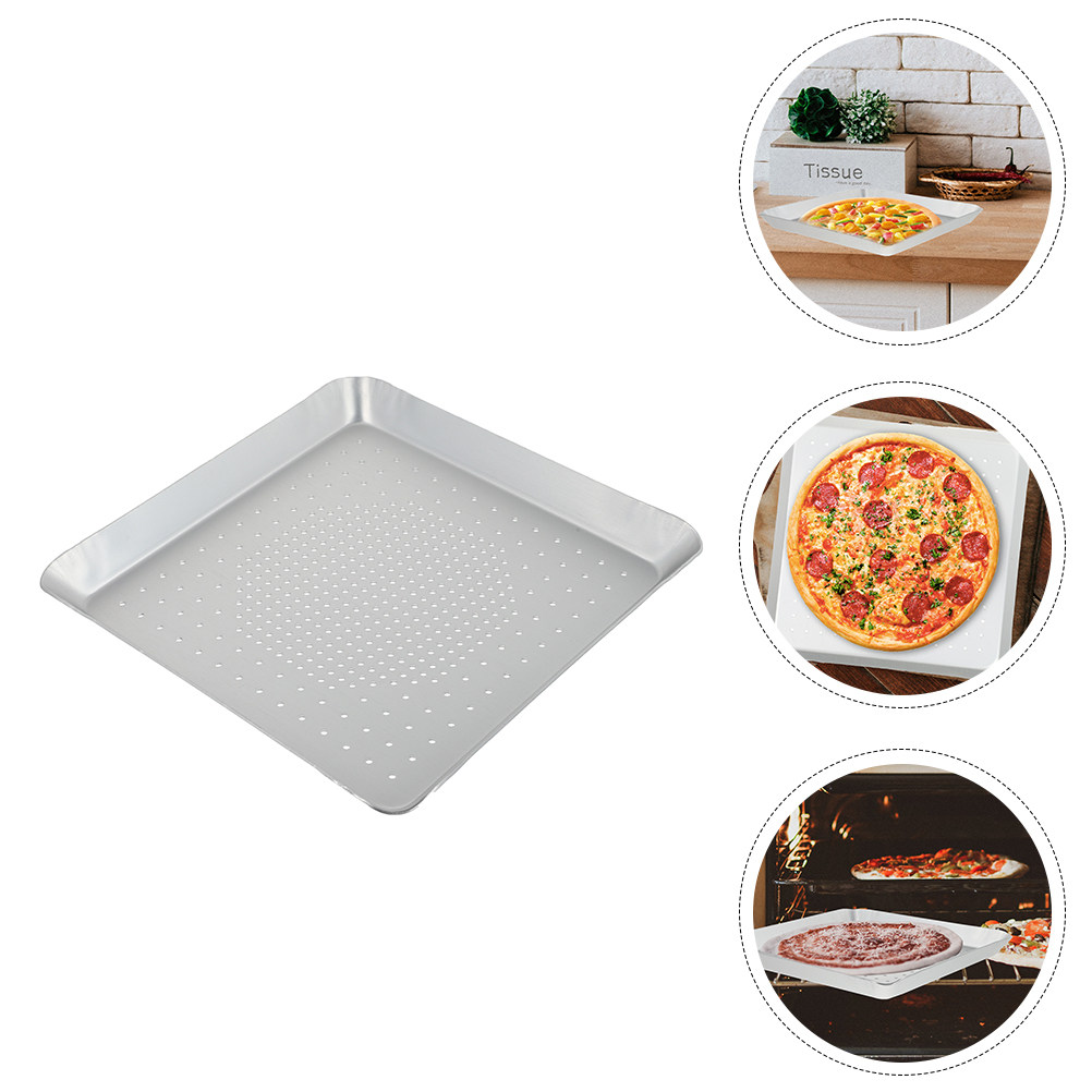 Pizza Stone Baking - Bandeja para hornear pizza perforada, aleación