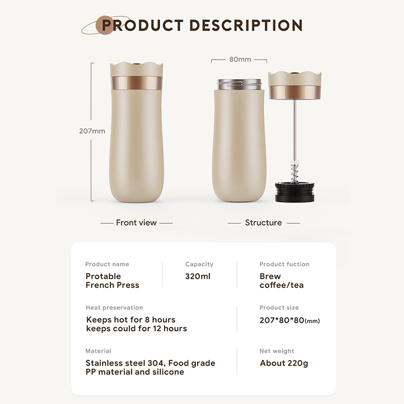 Cafetera portátil de acero ino - French Press Coffee Maker reseña y precio